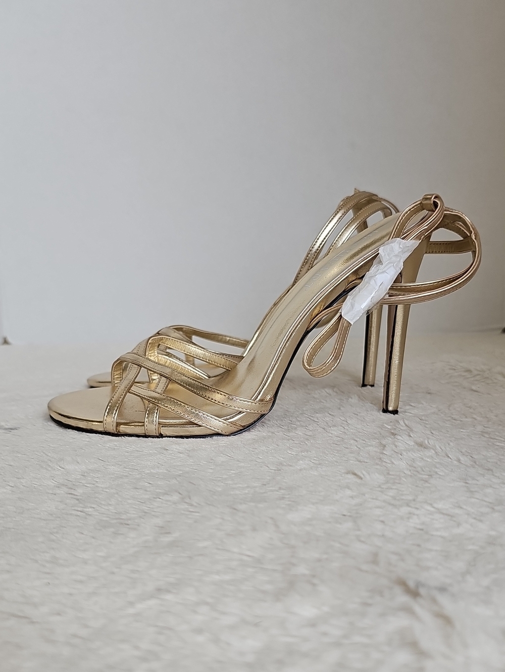 ​HOCHEART Metallic Gold Strappy High Heels Stiletto Sandals - Size 8.5 (NWT)